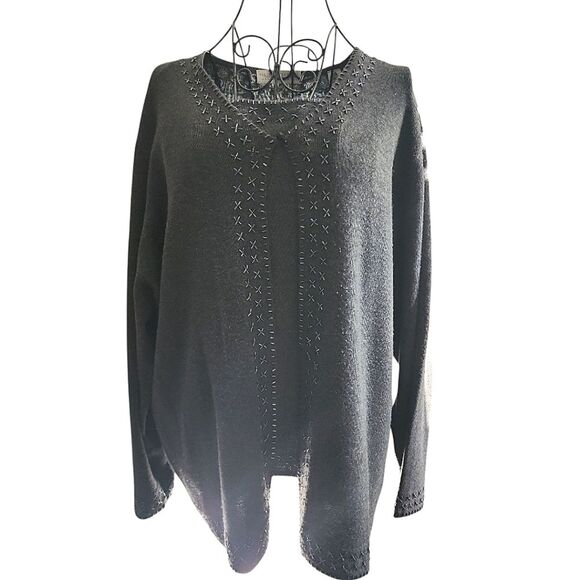 Valerie Stevens 2-pcs Set Tank Cardigan 2X 100% Merino Wool grandmacore formal - Picture 1 of 13